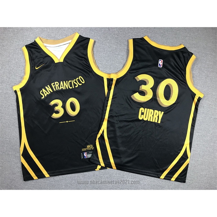Camiseta Nino Golden State Warriors Stephen Curry #30 Ciudad 2023-24 Negro